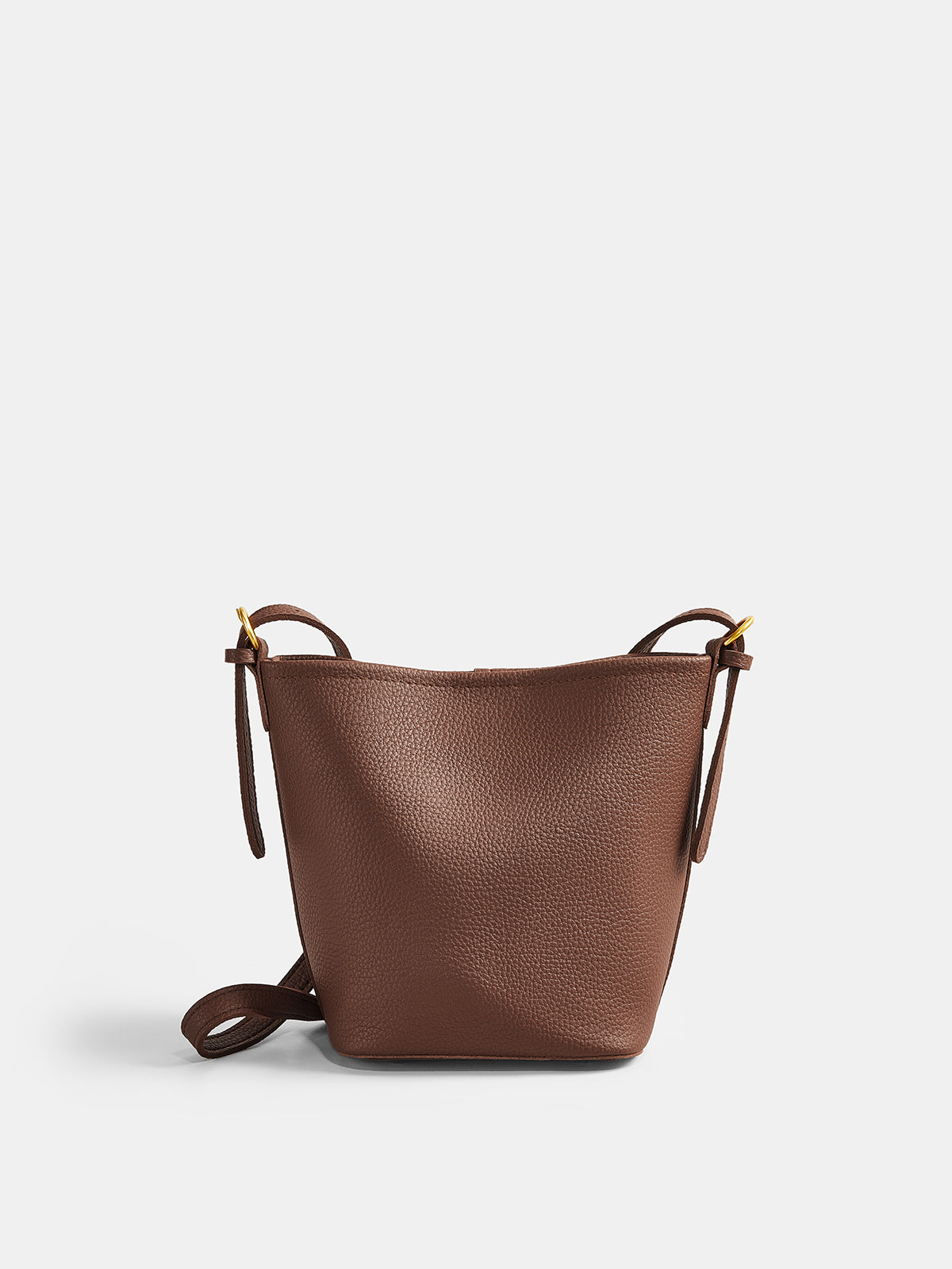Brown Minimalist Crossbody Bucket Bag