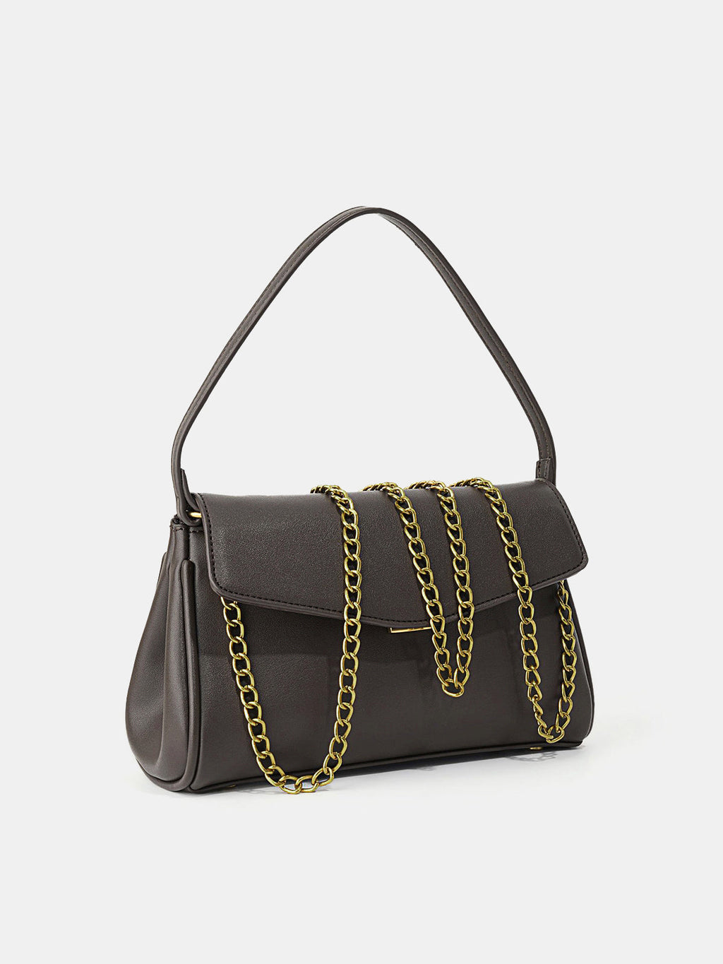 Brown Minimalist Flap Shoulder Bag