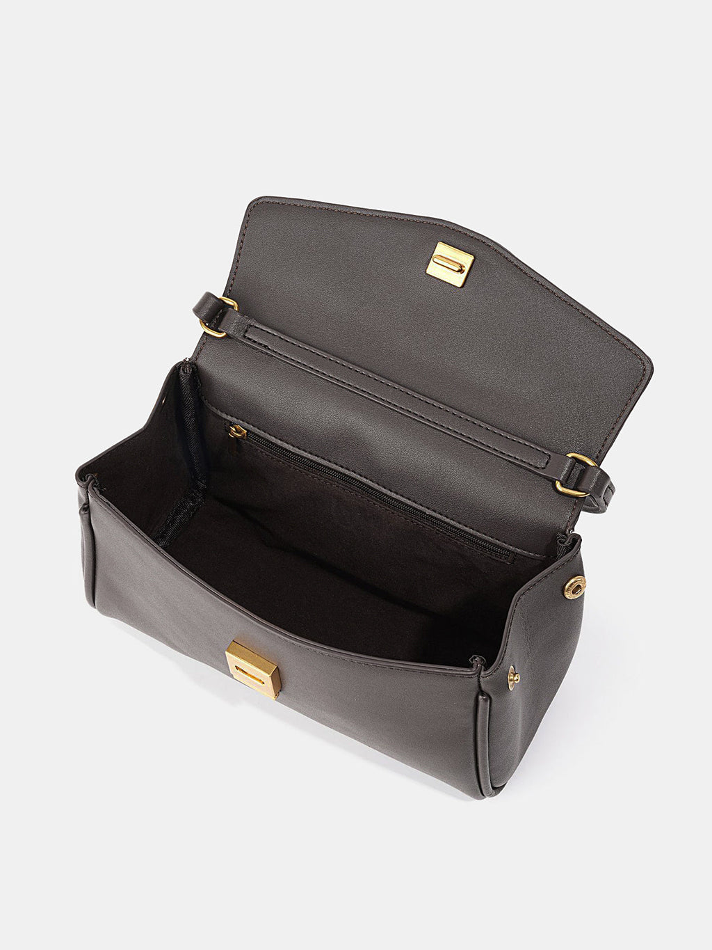 Brown Minimalist Flap Shoulder Bag