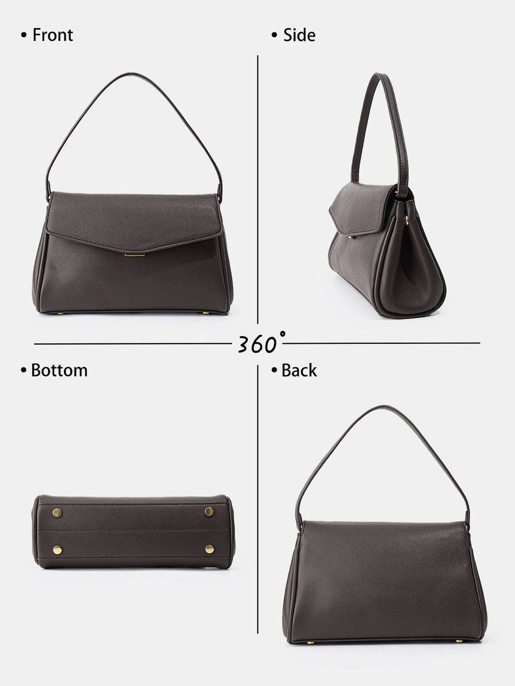 Brown Minimalist Flap Shoulder Bag