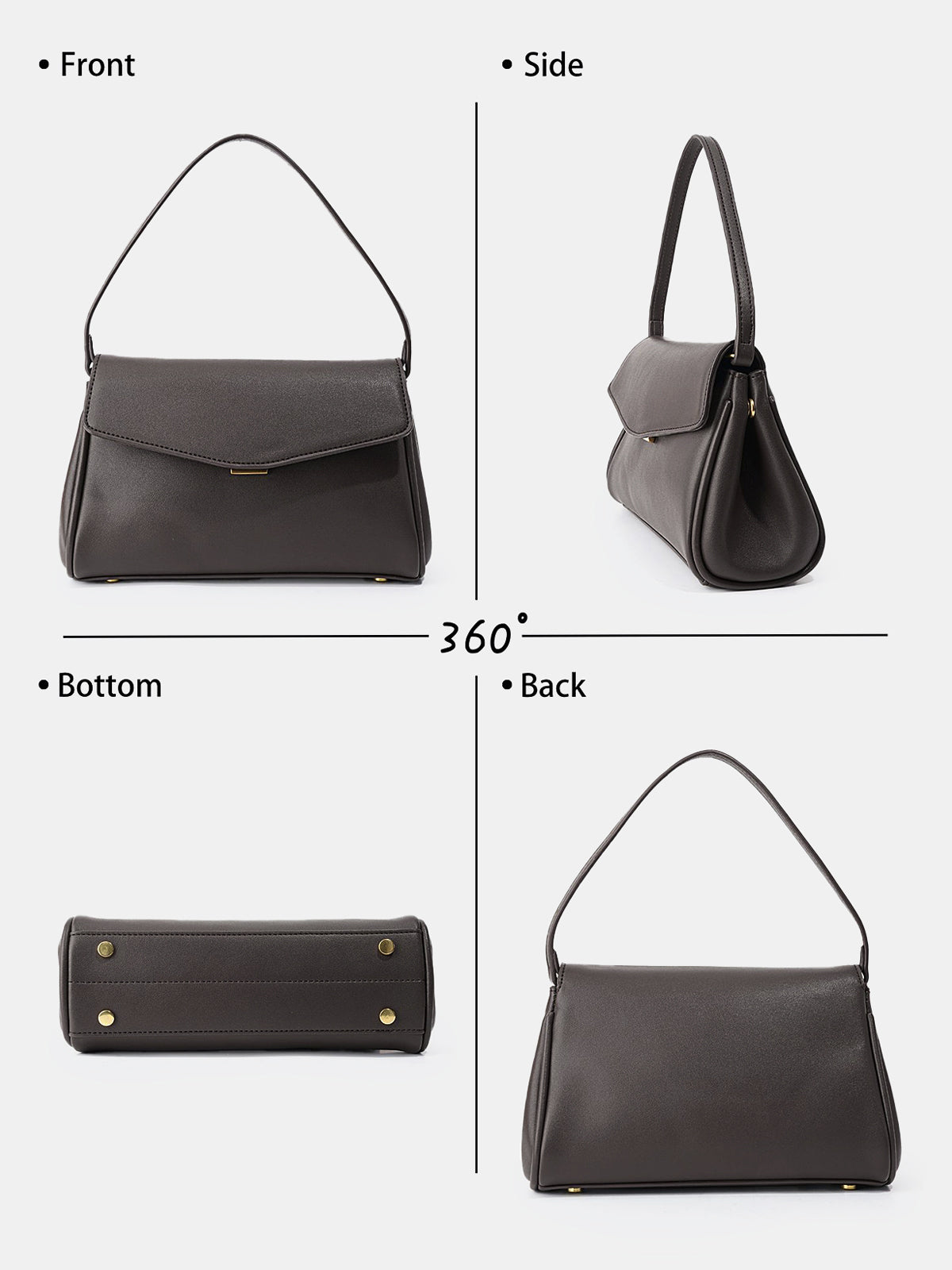 Brown Minimalist Flap Shoulder Bag