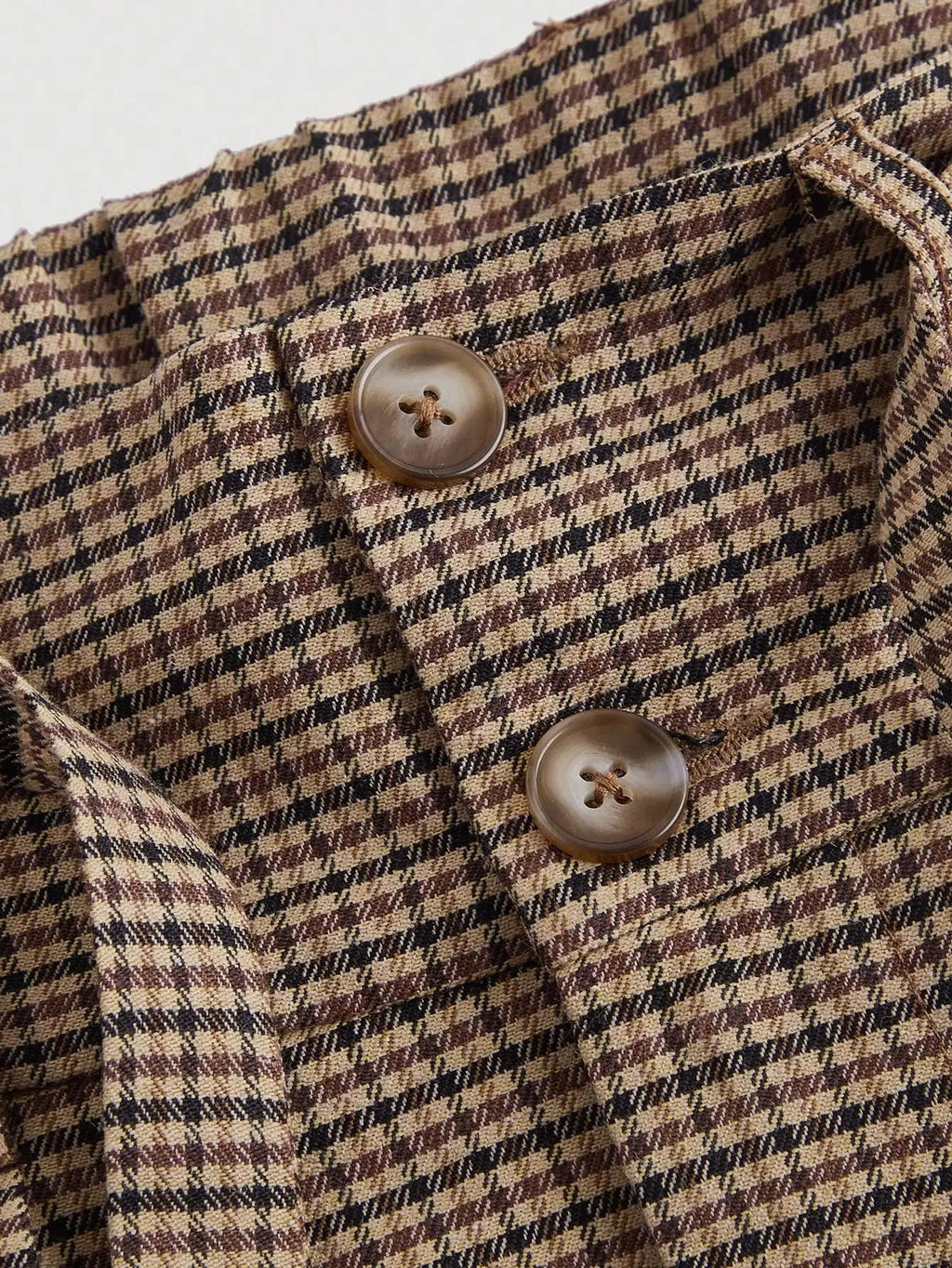 Brown Plaid High Waist Wide Leg Pants with Belt
