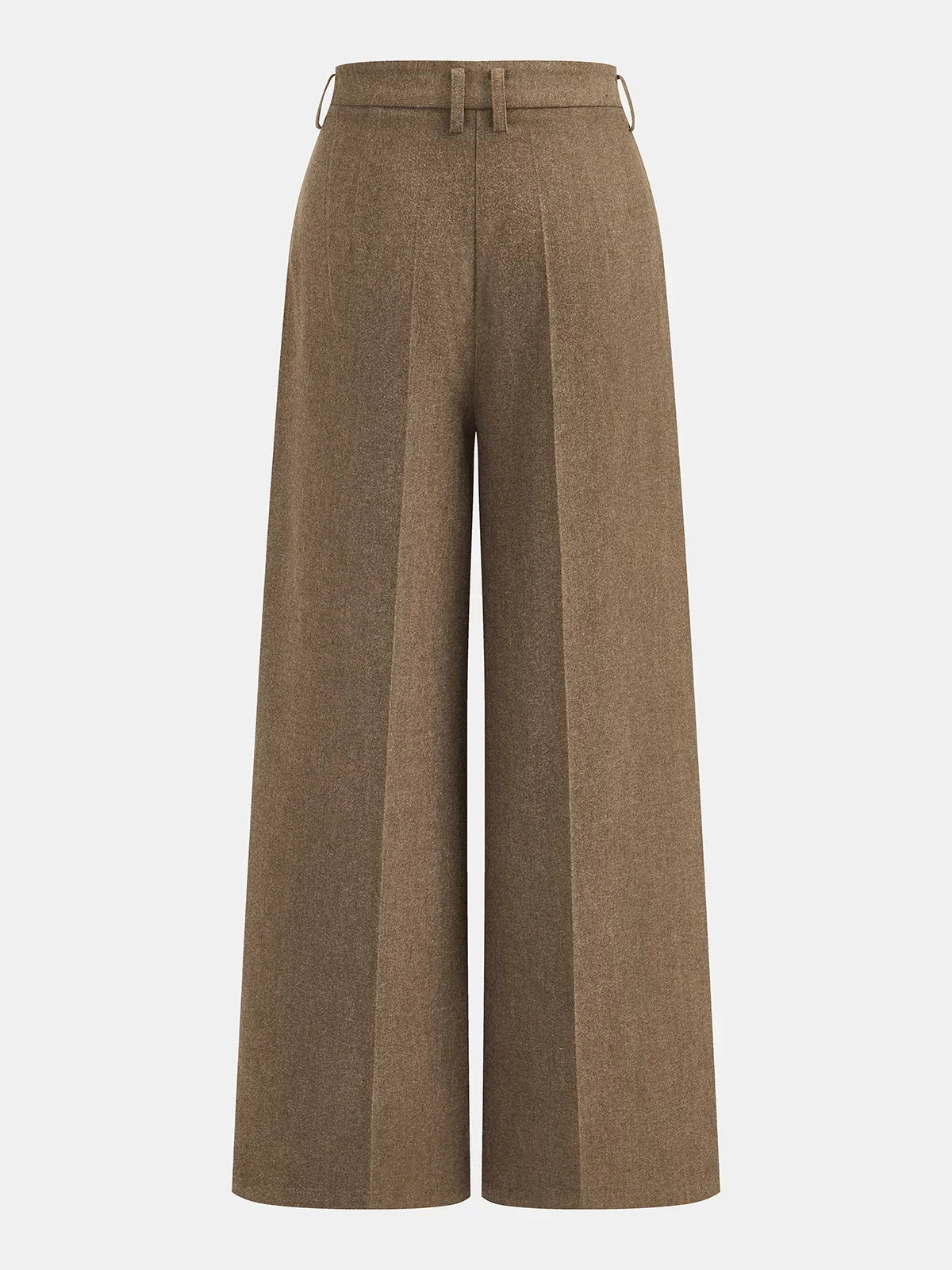 Brown Pleated Wide Leg Tweed Trousers