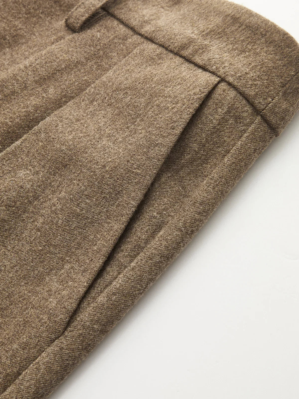 Brown Pleated Wide Leg Tweed Trousers