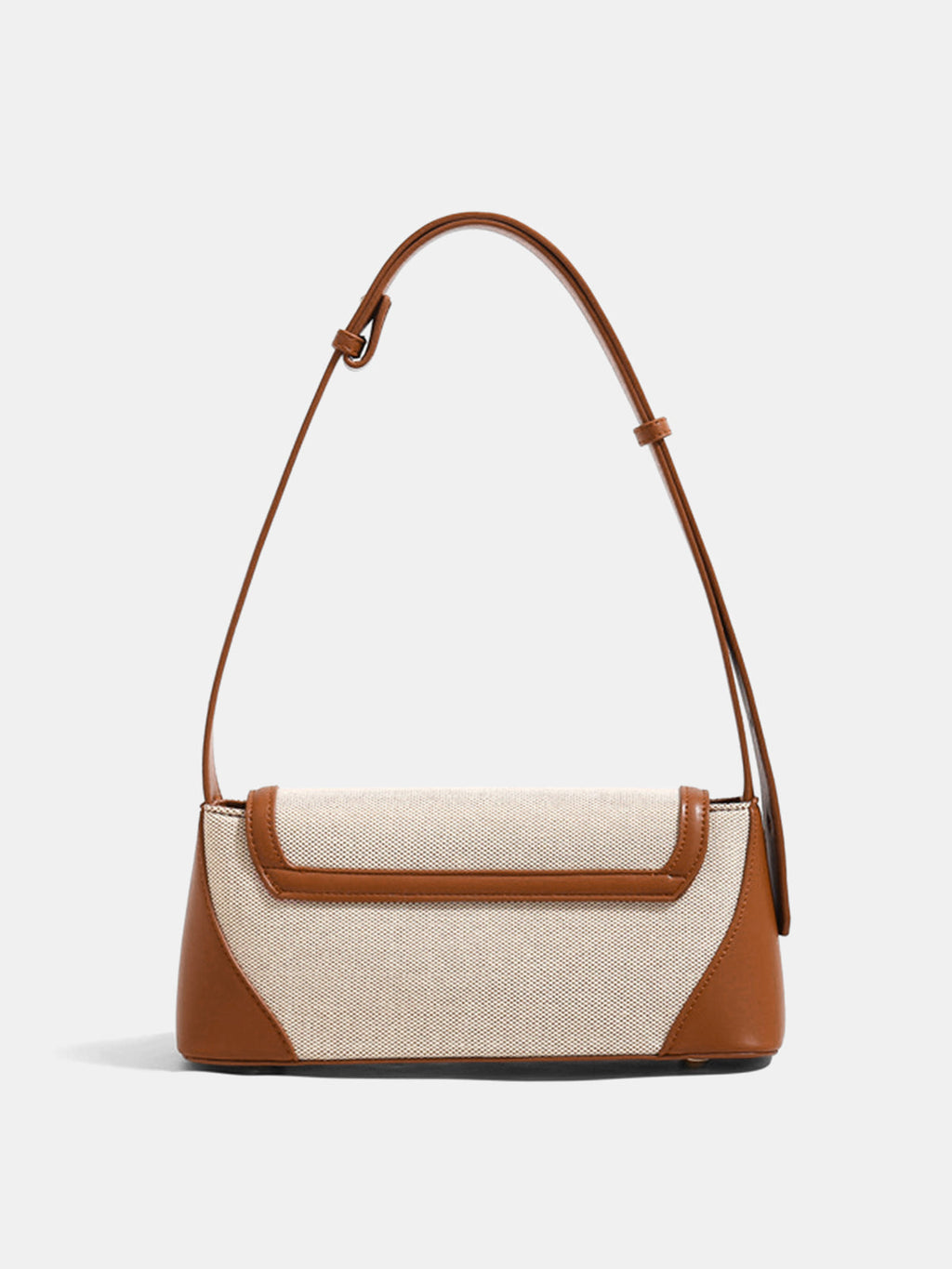 Brown Vintage Baguette Shoulder Bag with Lock