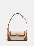 Brown Vintage Baguette Shoulder Bag with Lock