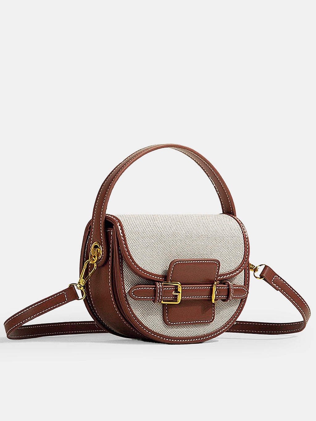 Brown Vintage Saddle Bag with Buckle