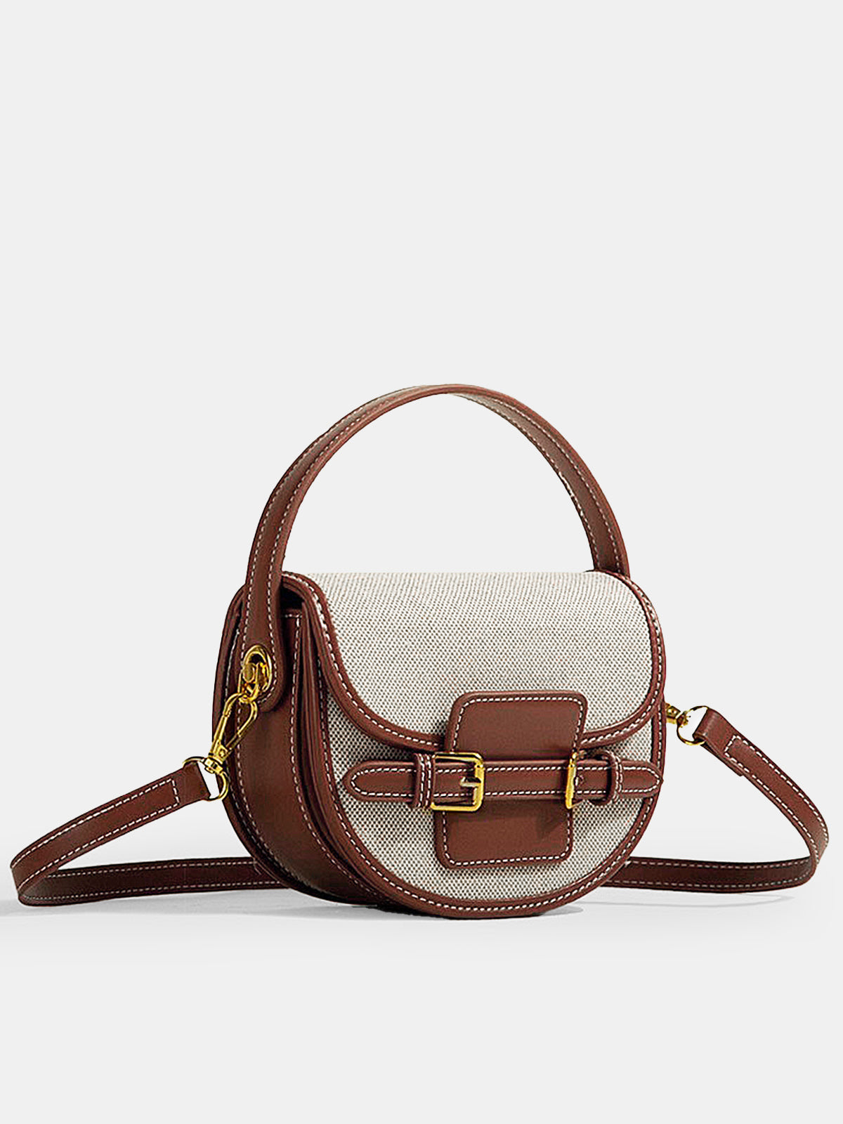 Brown Vintage Saddle Bag with Buckle