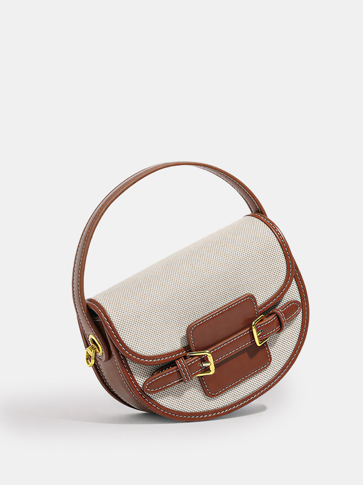 Brown Vintage Saddle Bag with Buckle