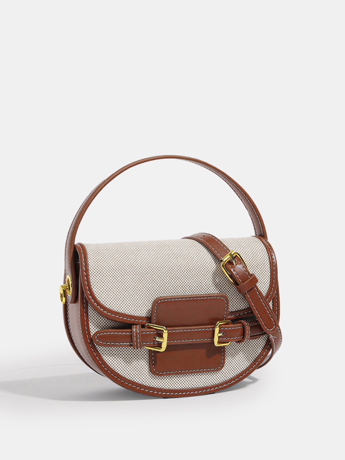 Brown Vintage Saddle Bag with Buckle