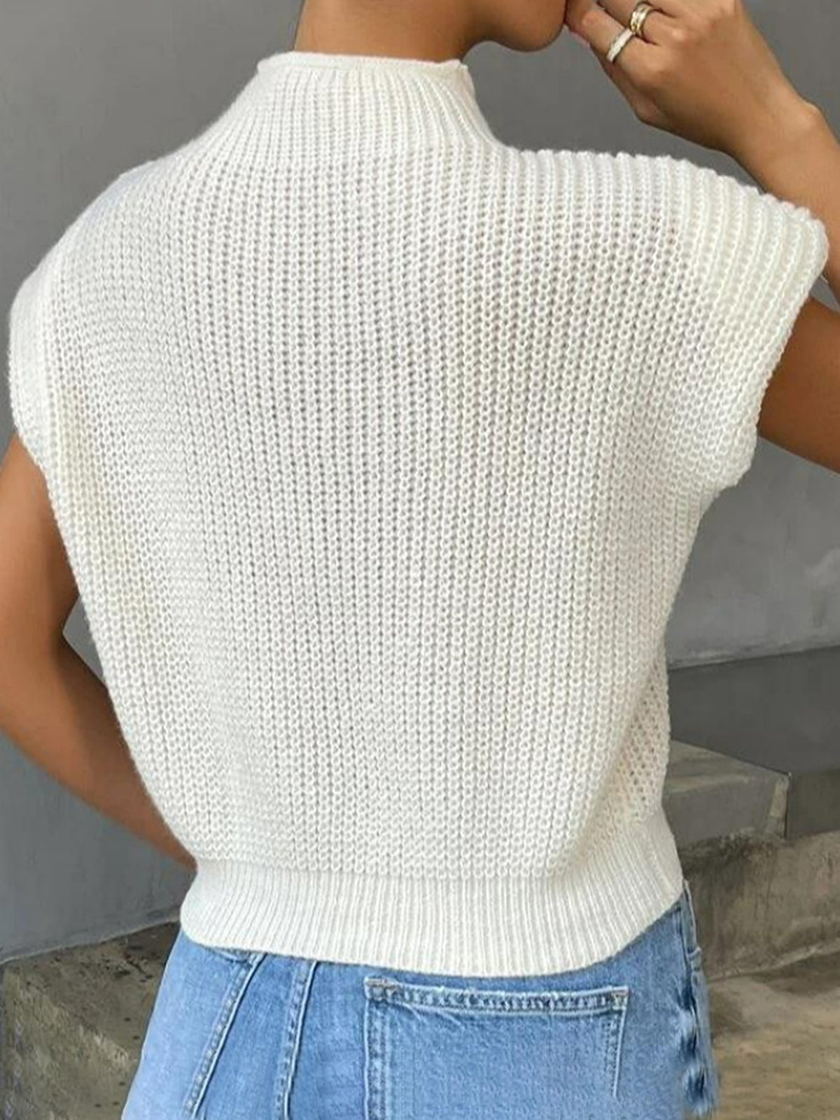 Cap Sleeve Knit Sweater Vest