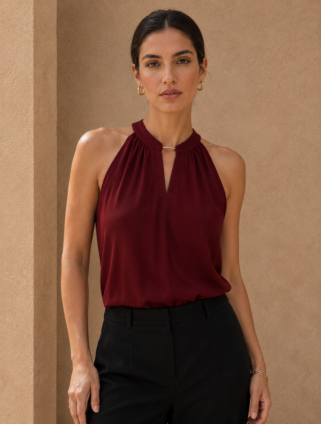 Chiffon V-Neck Halter Top