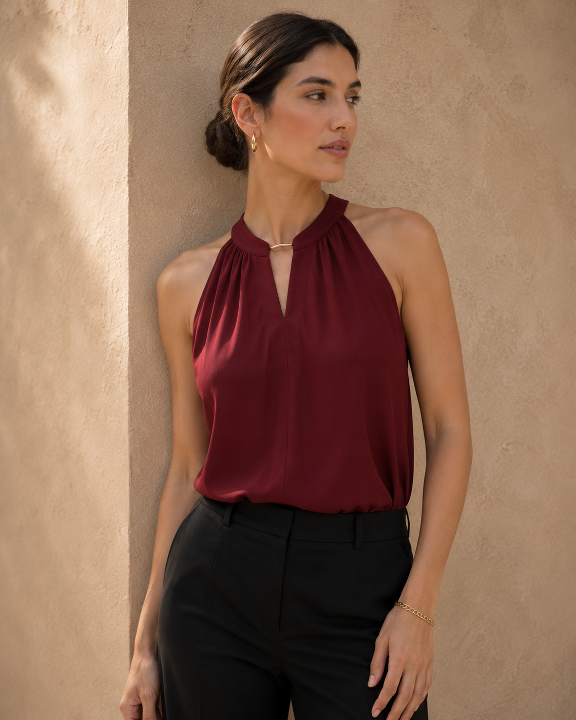 Chiffon V-Neck Halter Top