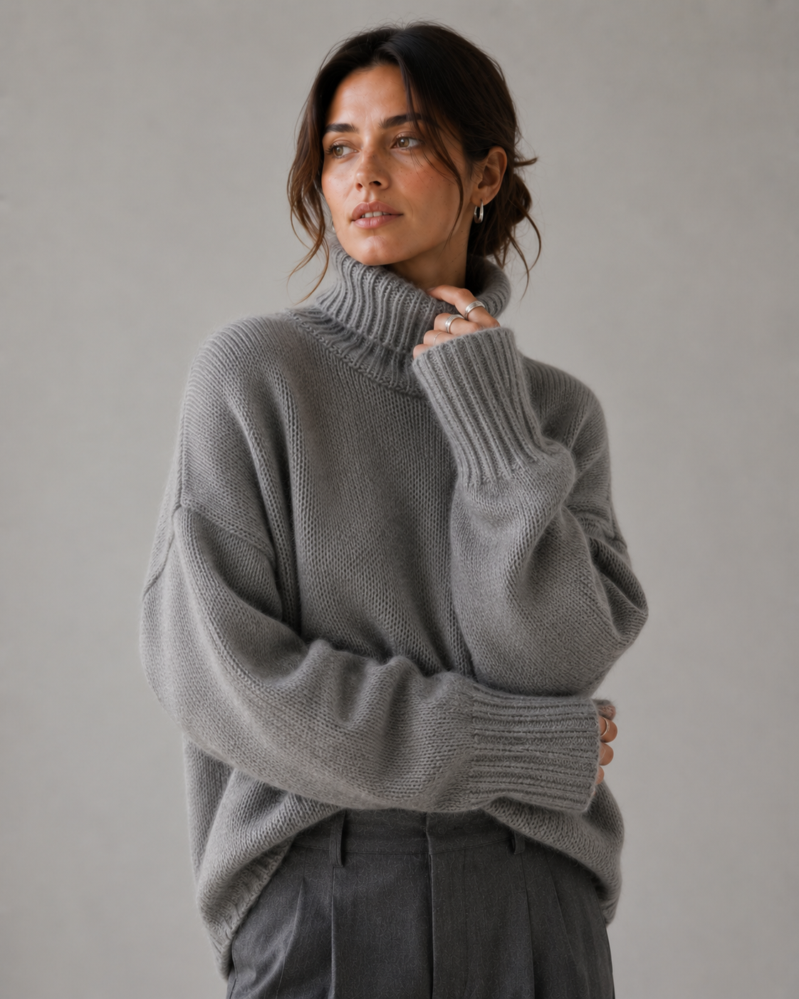 Chunky Oversized Turtleneck Knit Sweater