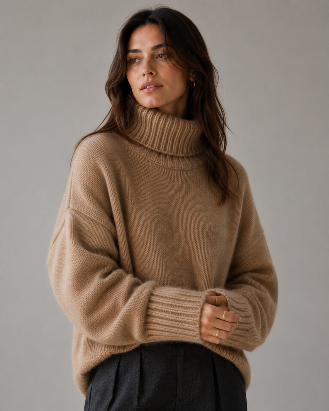 Chunky Oversized Turtleneck Knit Sweater