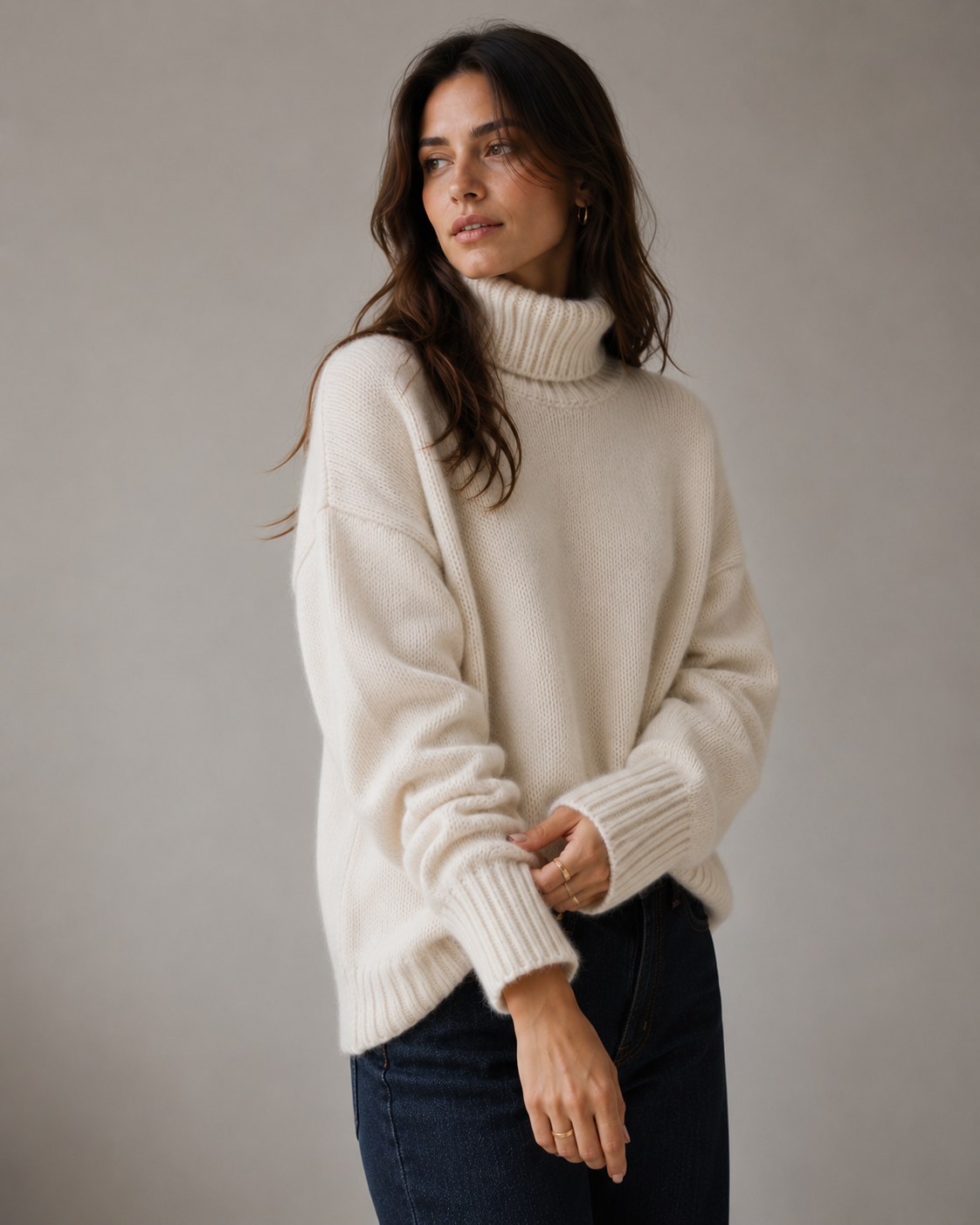Chunky Oversized Turtleneck Knit Sweater