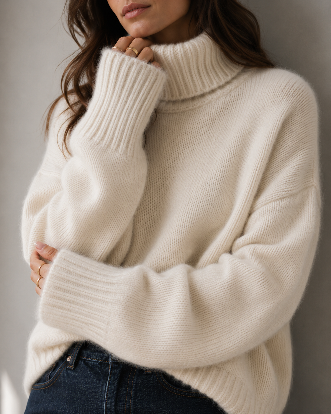Chunky Oversized Turtleneck Knit Sweater