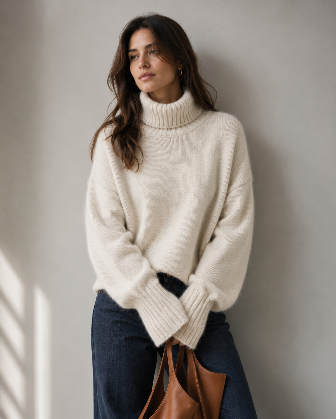 Chunky Oversized Turtleneck Knit Sweater