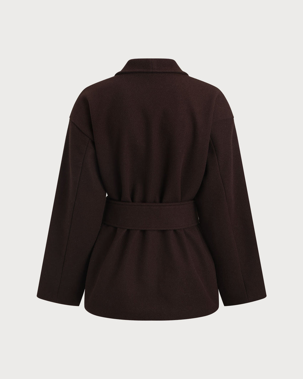 Coffee Oversized Shawl Collar Coat with Tie Belt