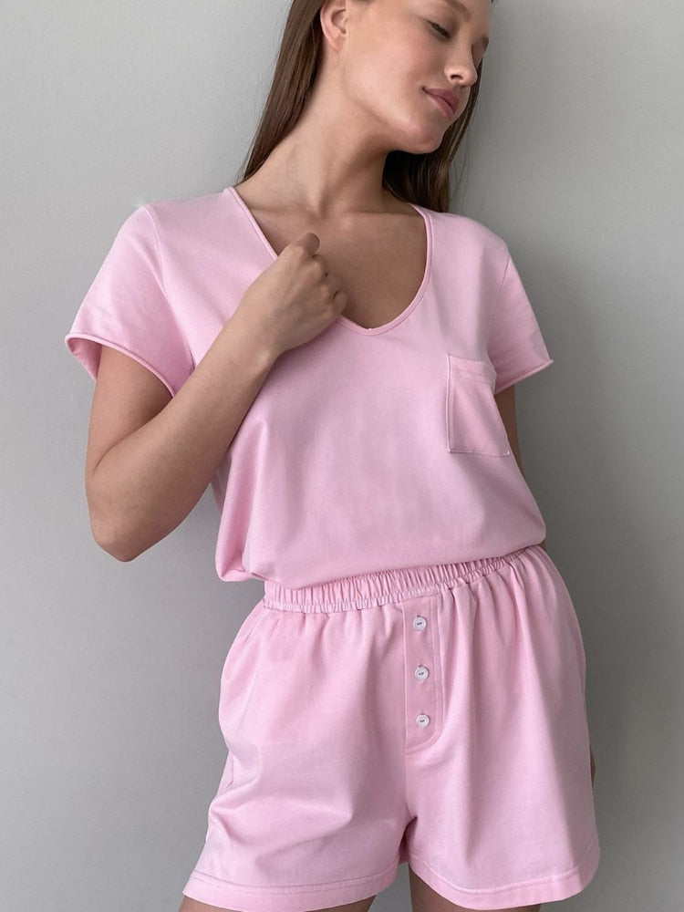 Cotton Cap Sleeve Top and Shorts Set