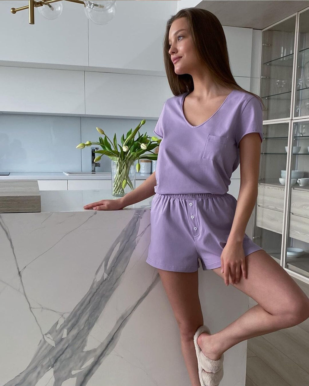 Cotton Cap Sleeve Top and Shorts Set