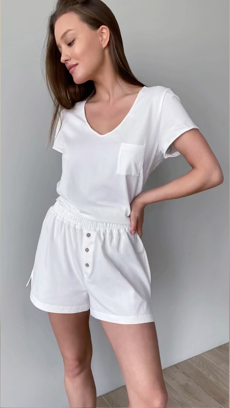 Cotton Cap Sleeve Top and Shorts Set