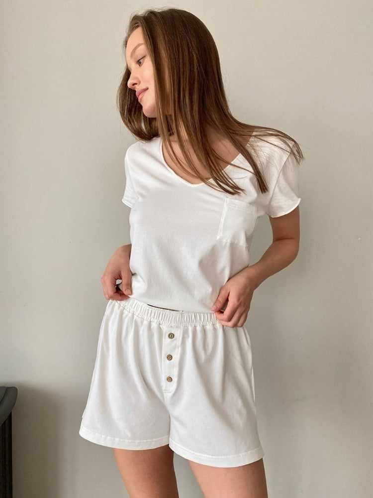 Cotton Cap Sleeve Top and Shorts Set