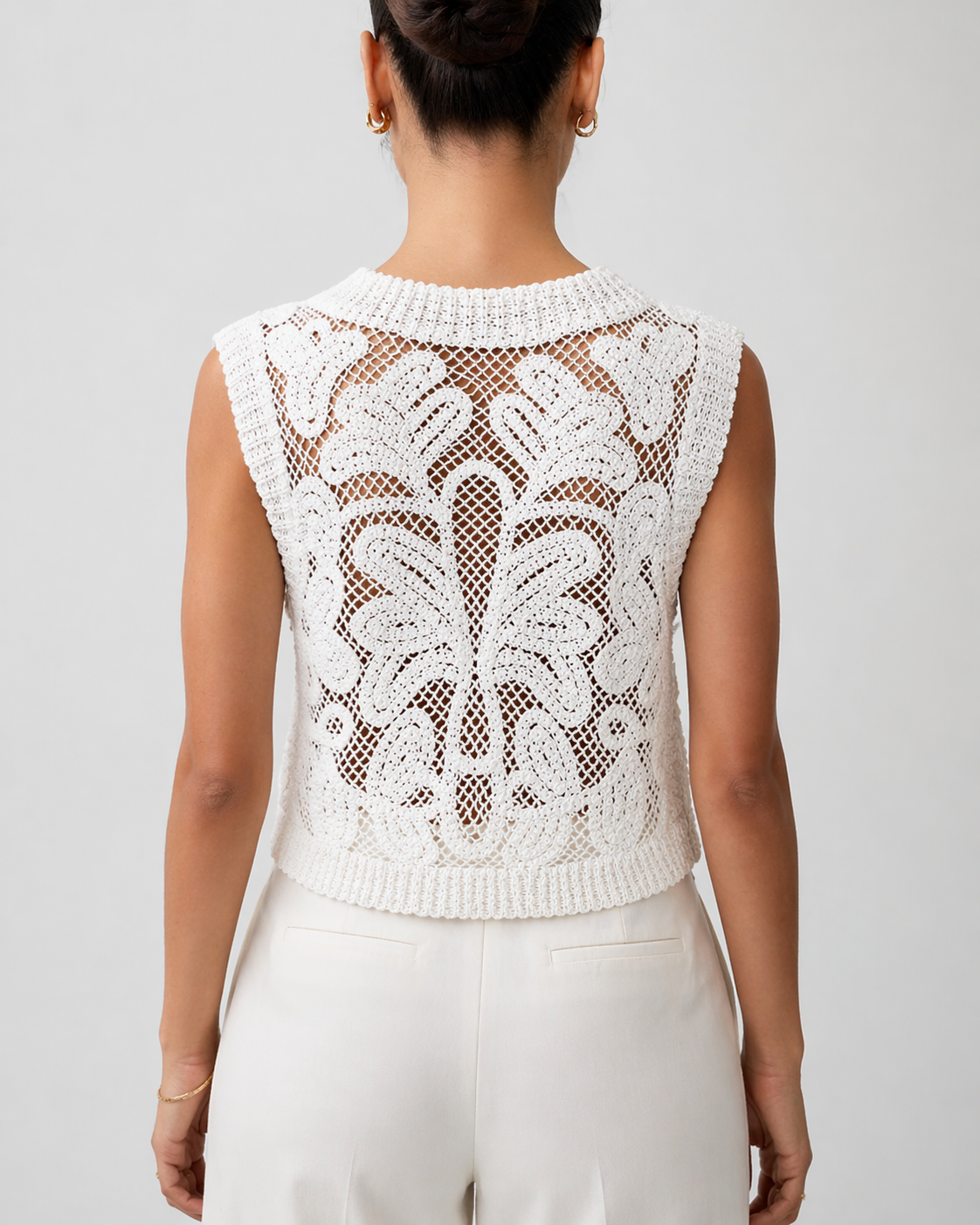 Cropped Cotton Crochet Tank Top