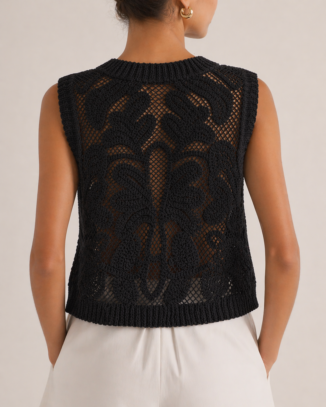 Cropped Cotton Crochet Tank Top