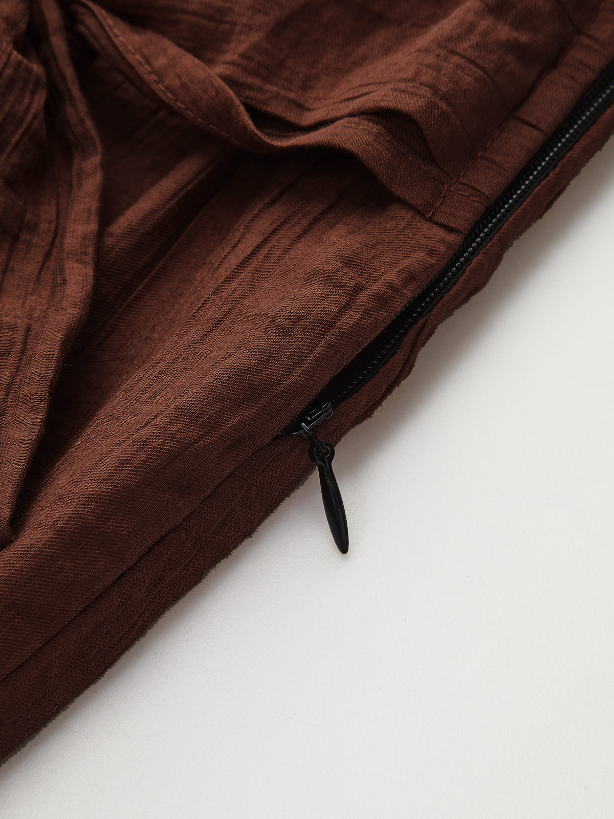 Dark Brown Crinkle Wide Leg Pants with Tie Waist