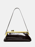 Dark Brown Croc Embossed Kiss Lock Bag