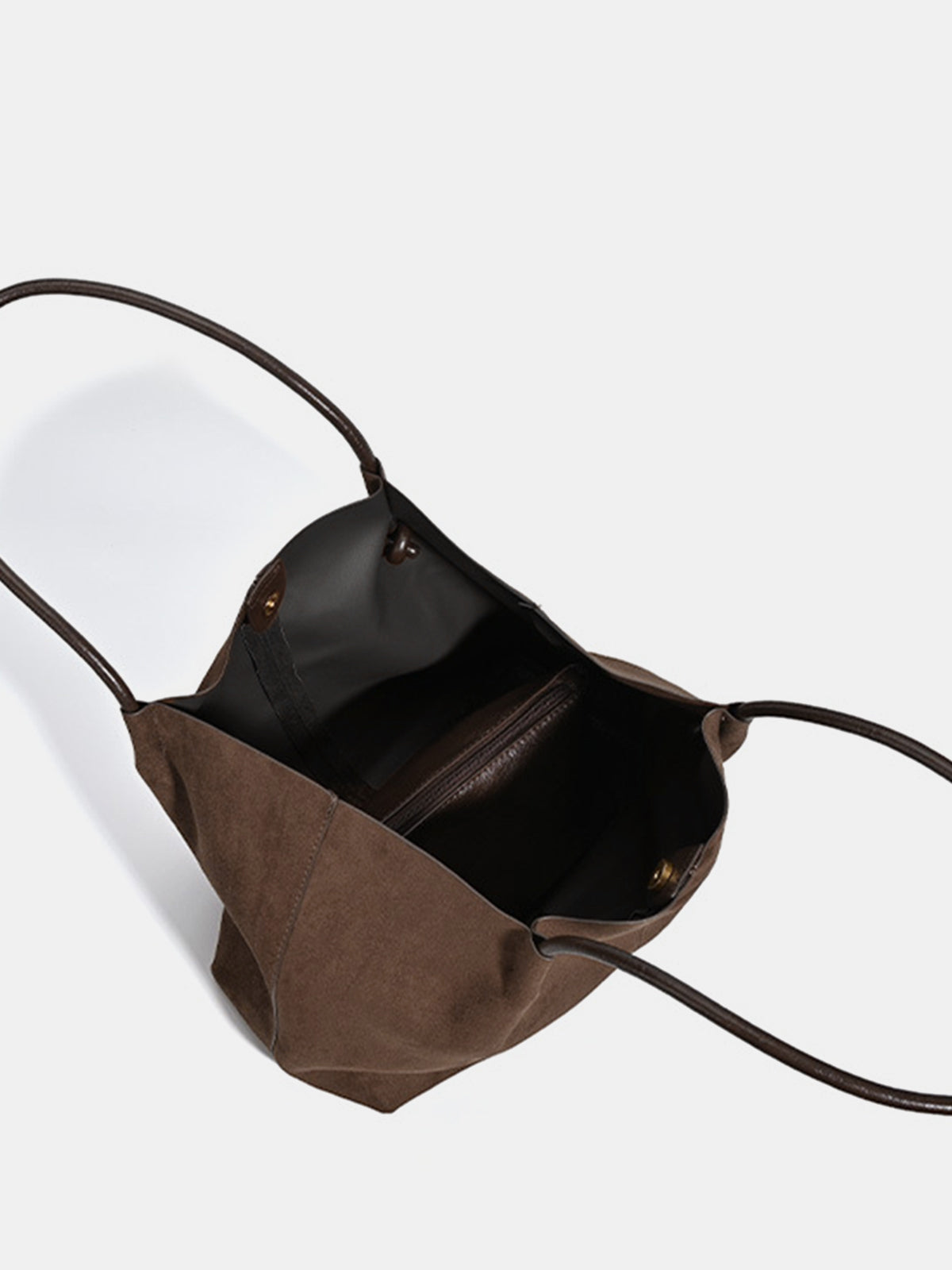 Dark Brown Large Faux Suede Shoulder Bag