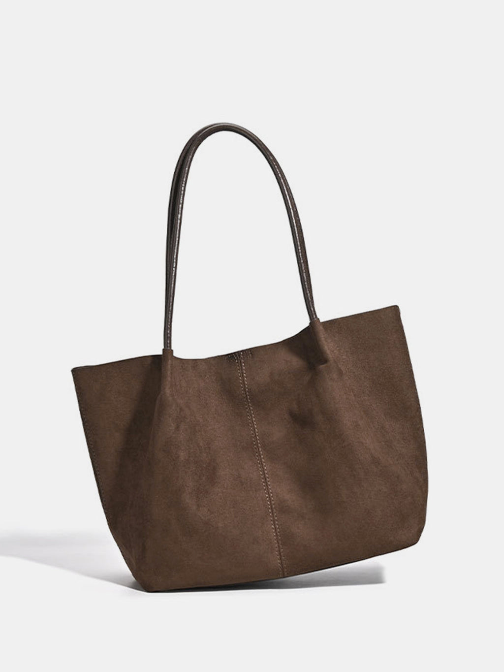 Dark Brown Large Faux Suede Shoulder Bag