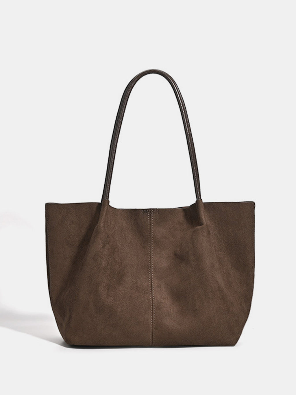 Dark Brown Large Faux Suede Shoulder Bag