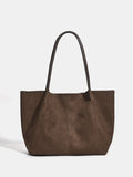 Dark Brown Large Faux Suede Shoulder Bag