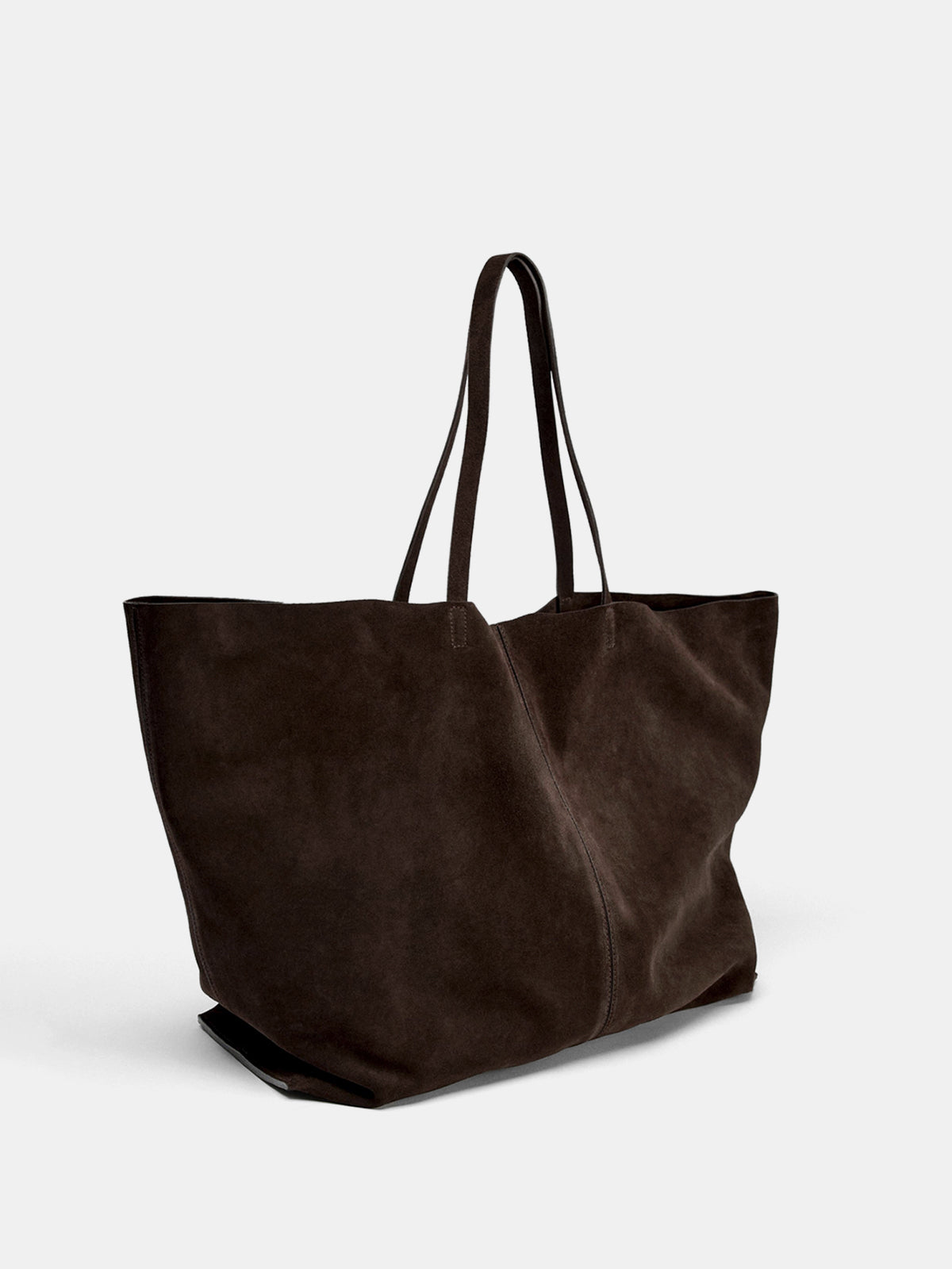 Dark Brown Large Faux Suede Tote Bag