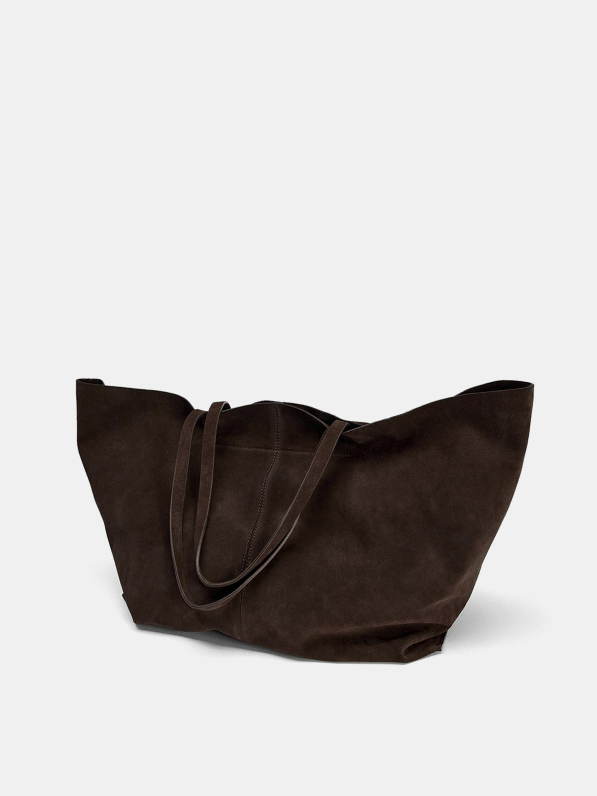 Dark Brown Large Faux Suede Tote Bag