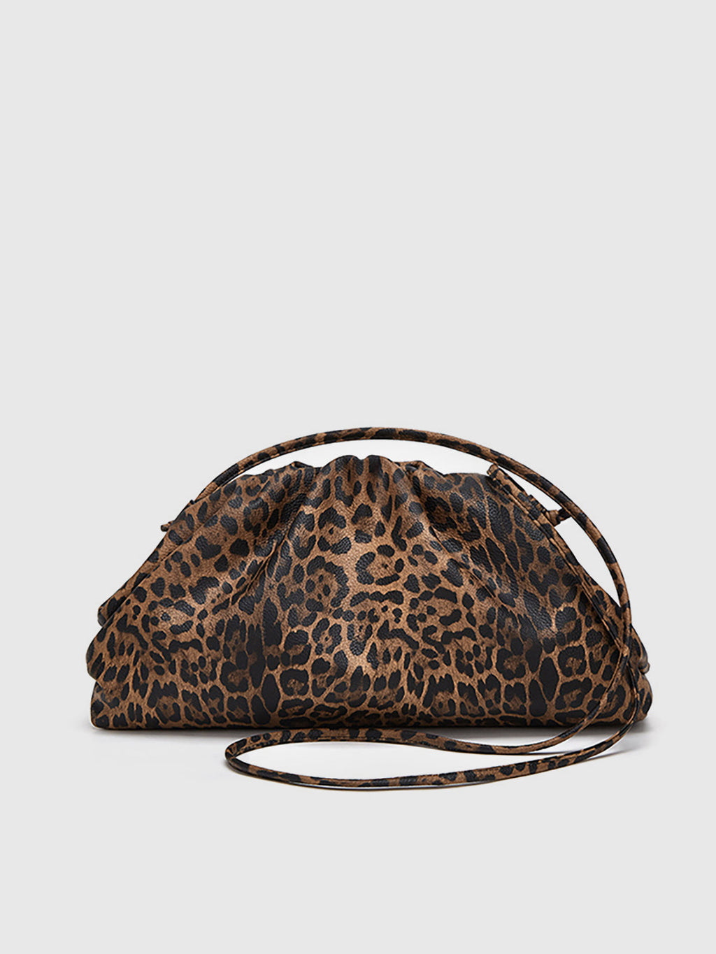 Dark Brown Leopard Print Ruched Cloud Bag