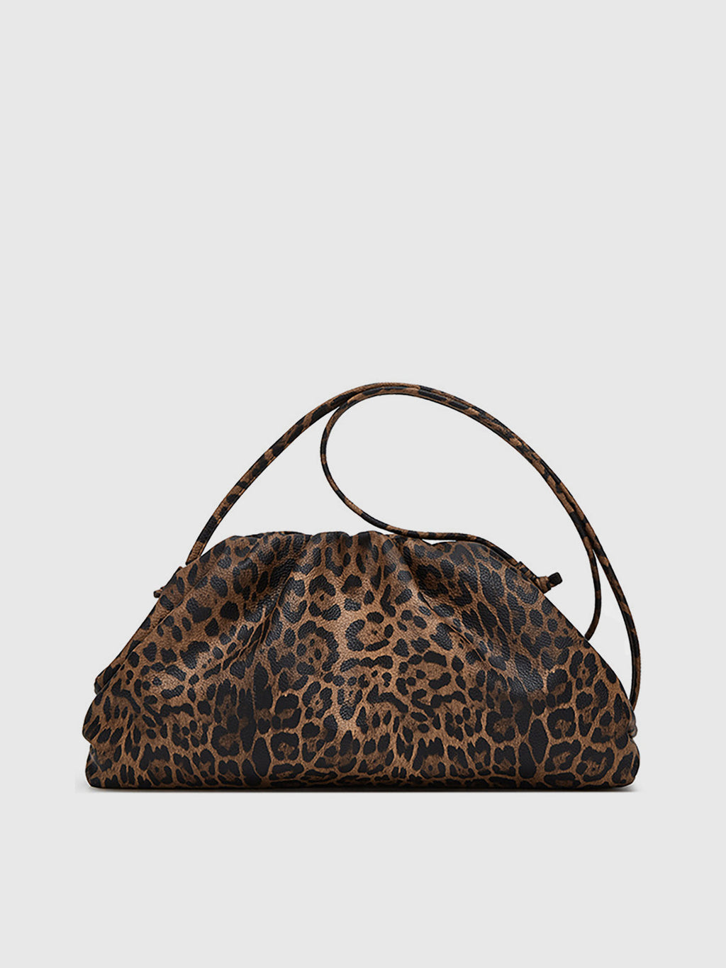 Dark Brown Leopard Print Ruched Cloud Bag