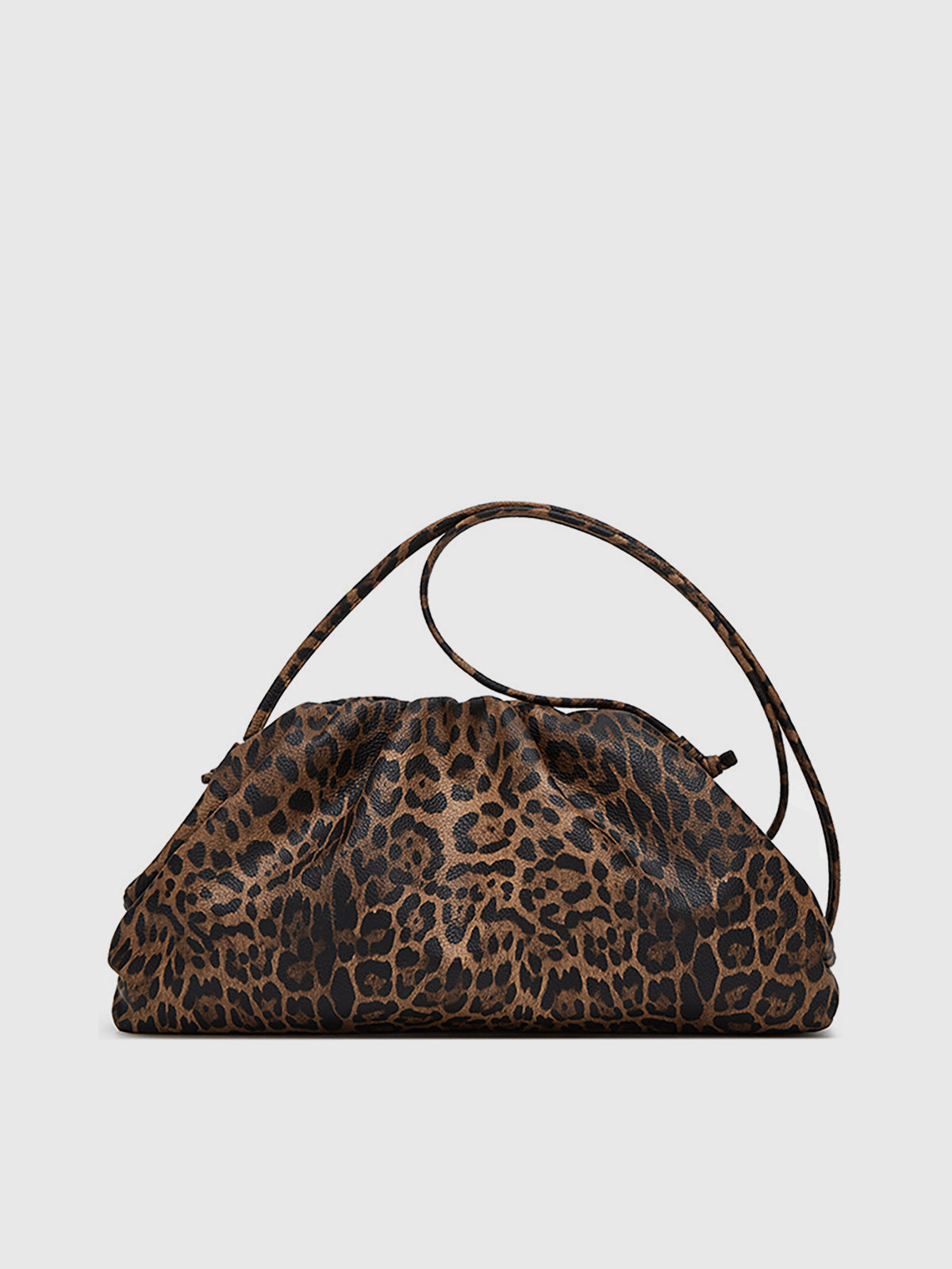 Dark Brown Leopard Print Ruched Cloud Bag