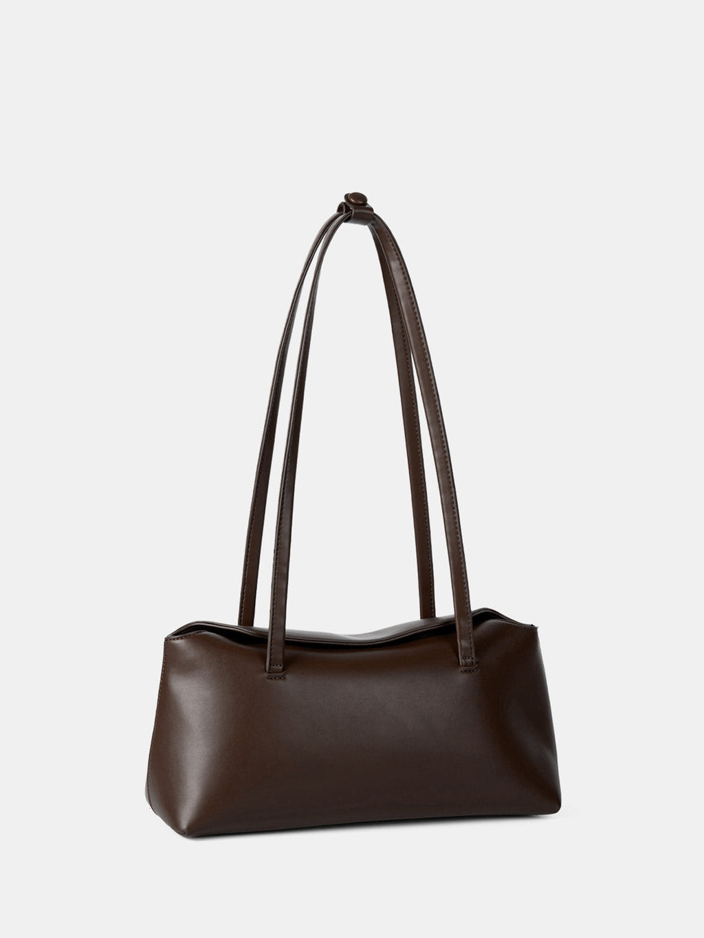 Dark Brown Structured Tote Bag with Double Shoulder Straps