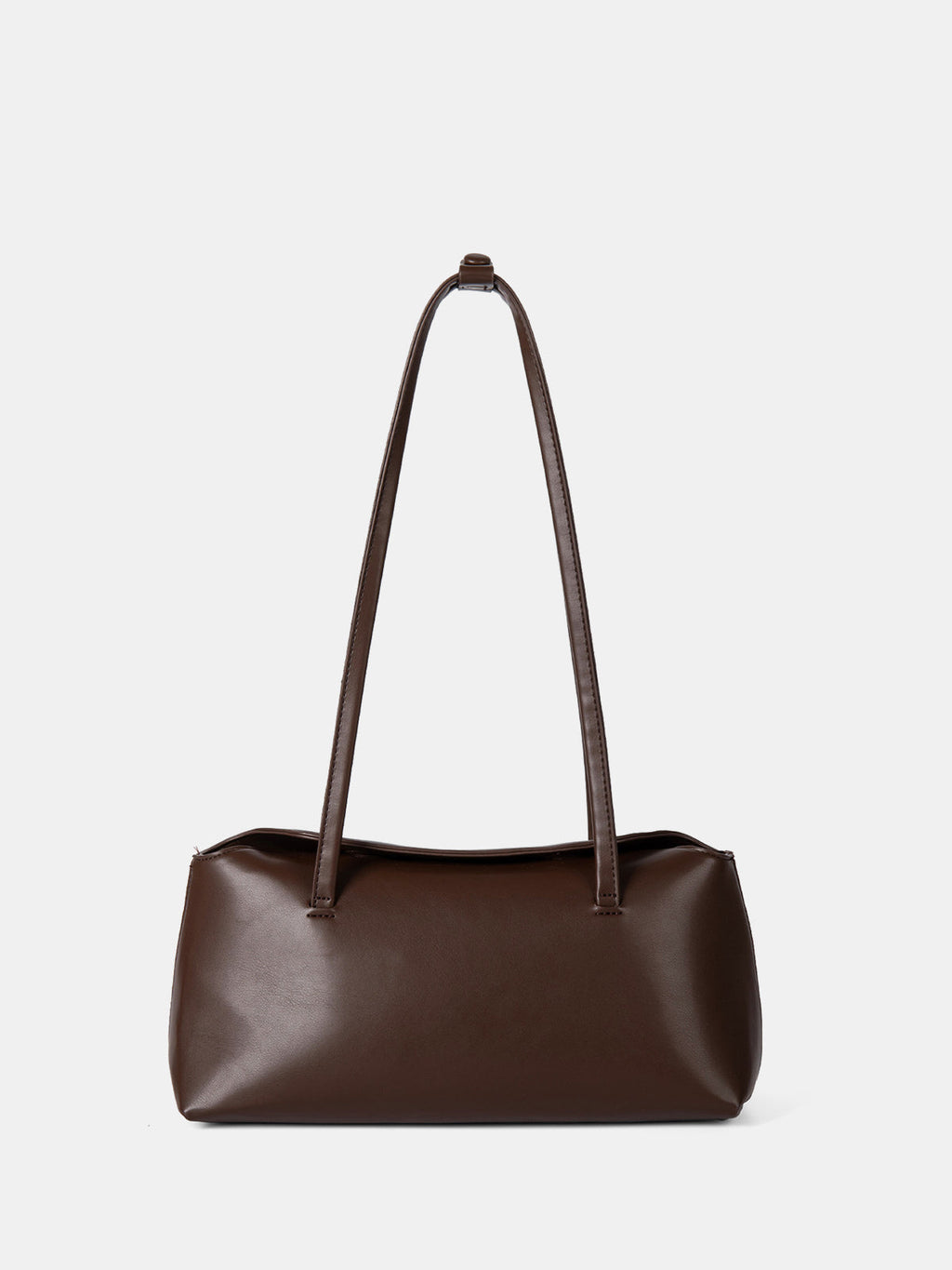 Dark Brown Structured Tote Bag with Double Shoulder Straps