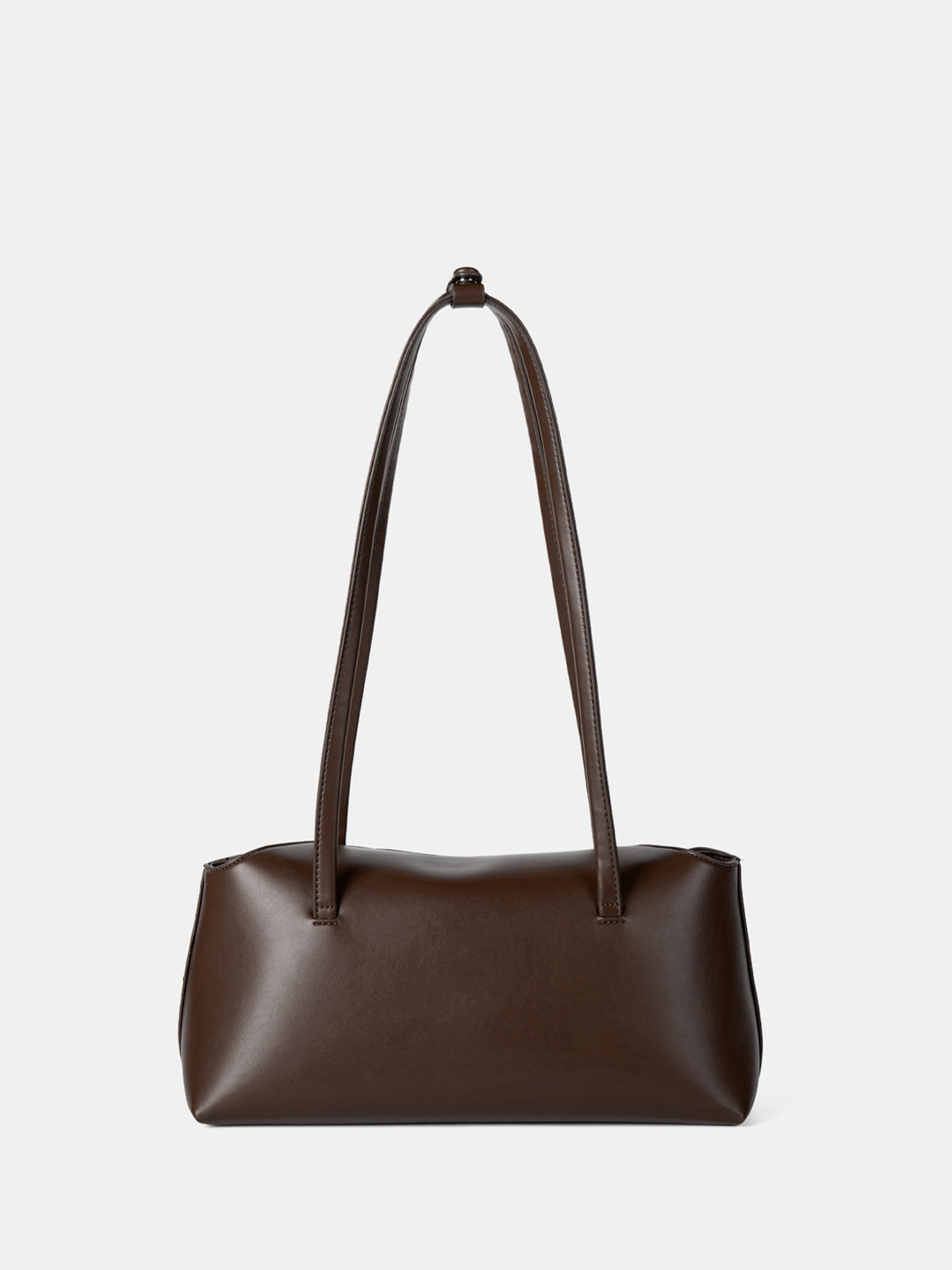 Dark Brown Structured Tote Bag with Double Shoulder Straps