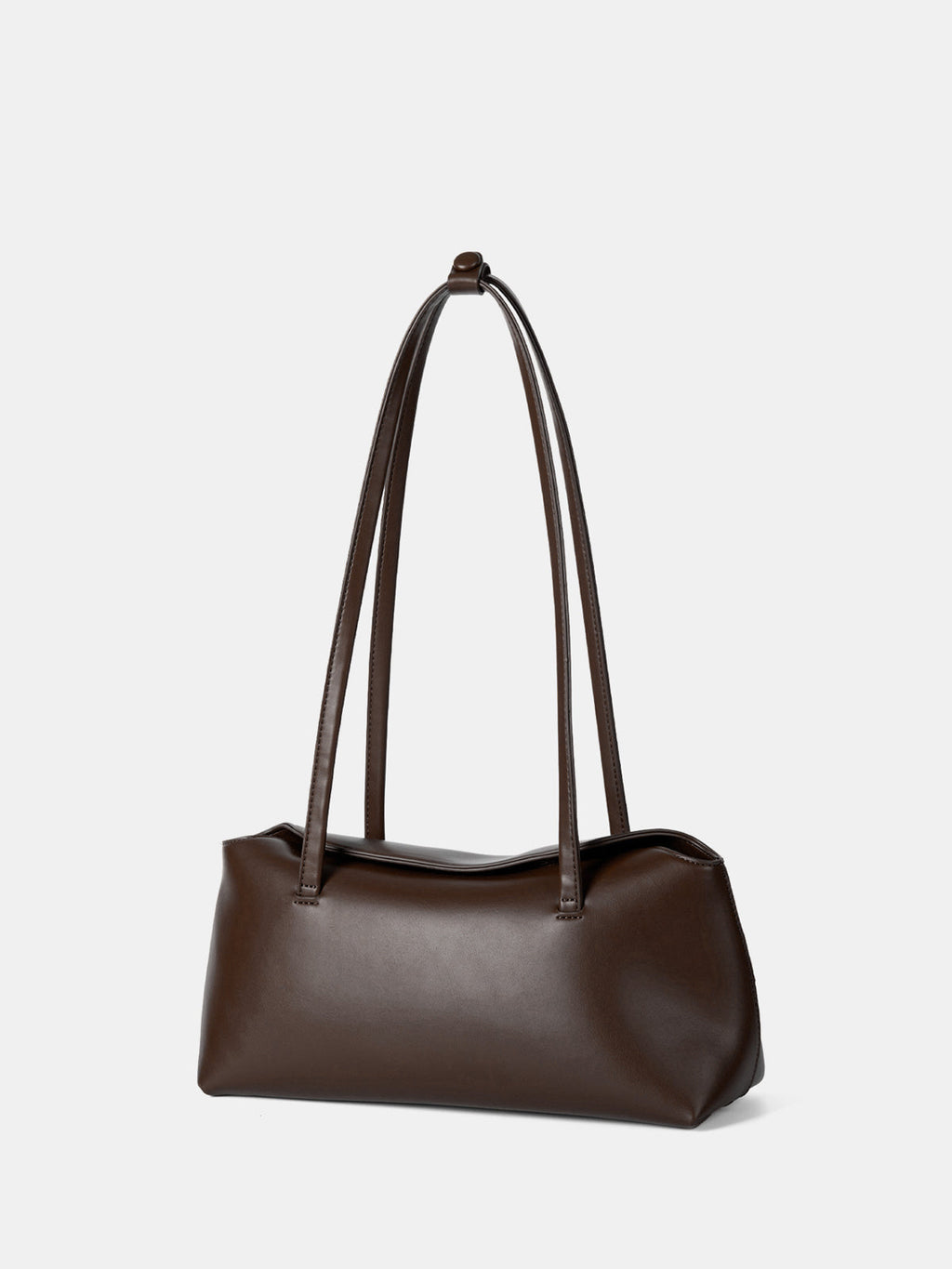 Dark Brown Structured Tote Bag with Double Shoulder Straps