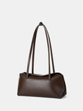 Dark Brown Structured Tote Bag with Double Shoulder Straps