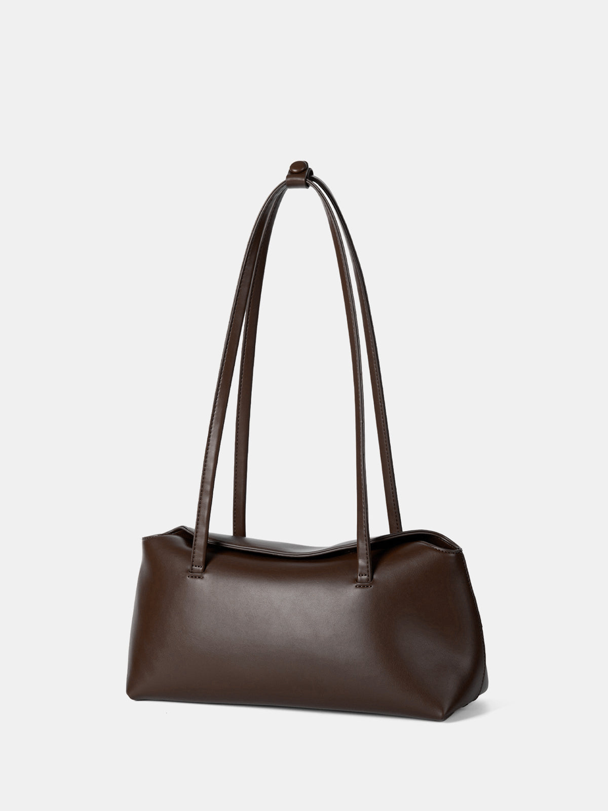 Dark Brown Structured Tote Bag with Double Shoulder Straps
