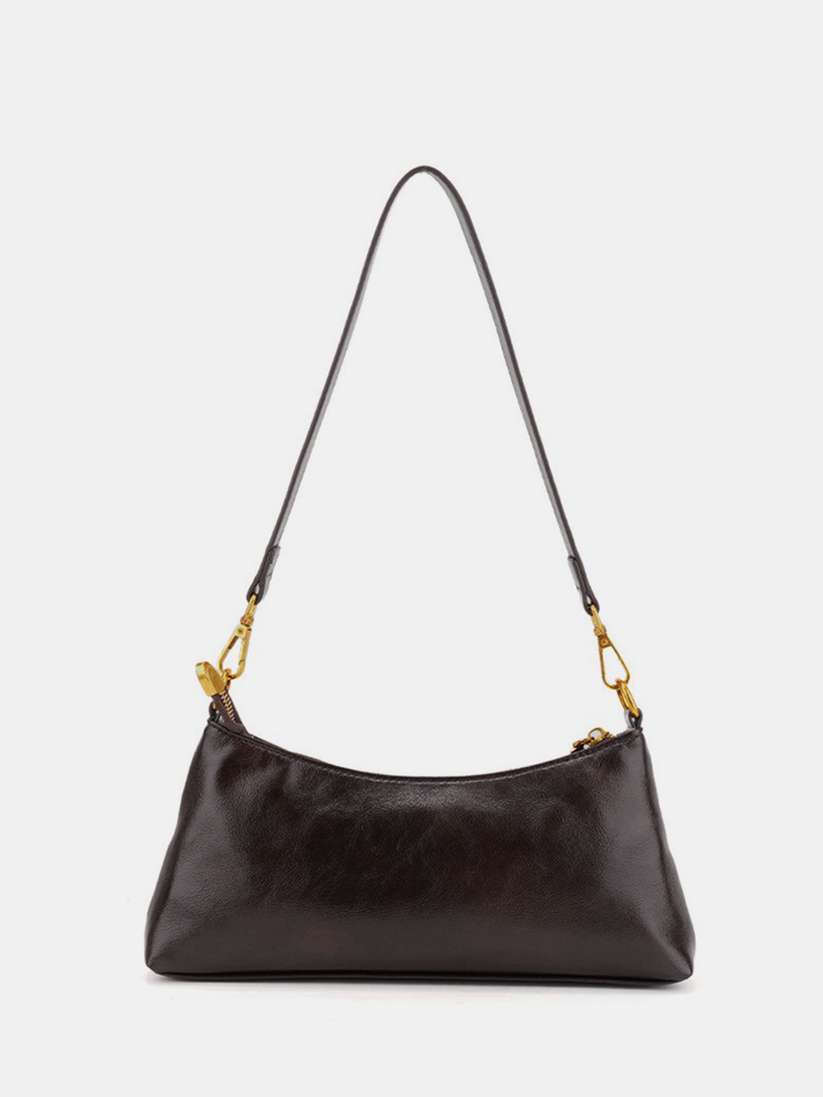 Dark Brown Vintage Baguette Bag with Buckle Details
