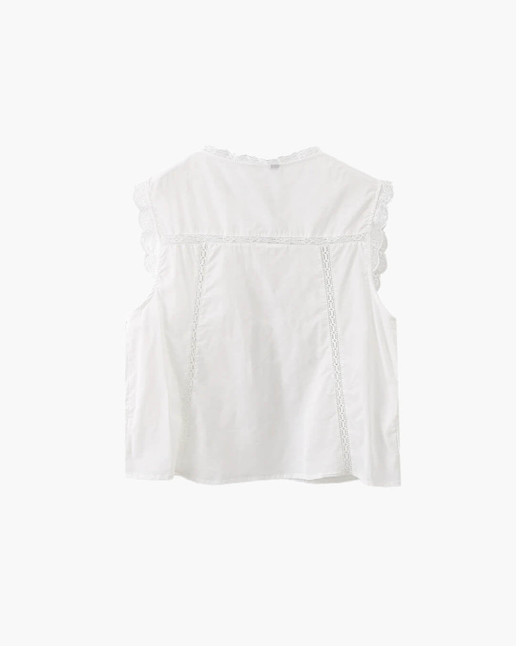 Embroidered Lace Tie Front Sleeveless Top