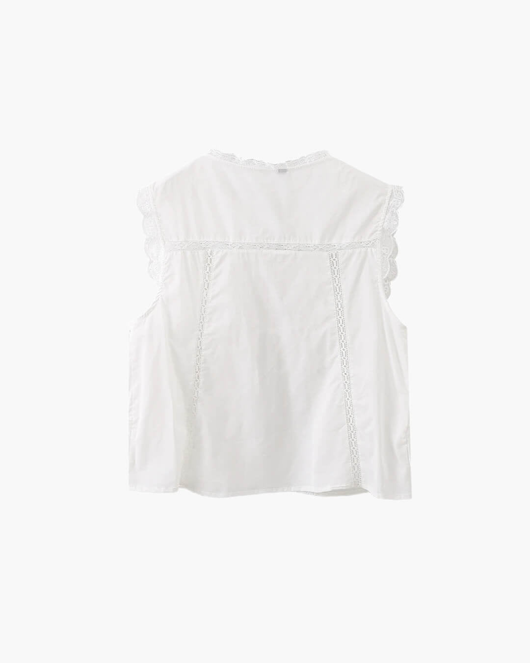 Embroidered Lace Tie Front Sleeveless Top