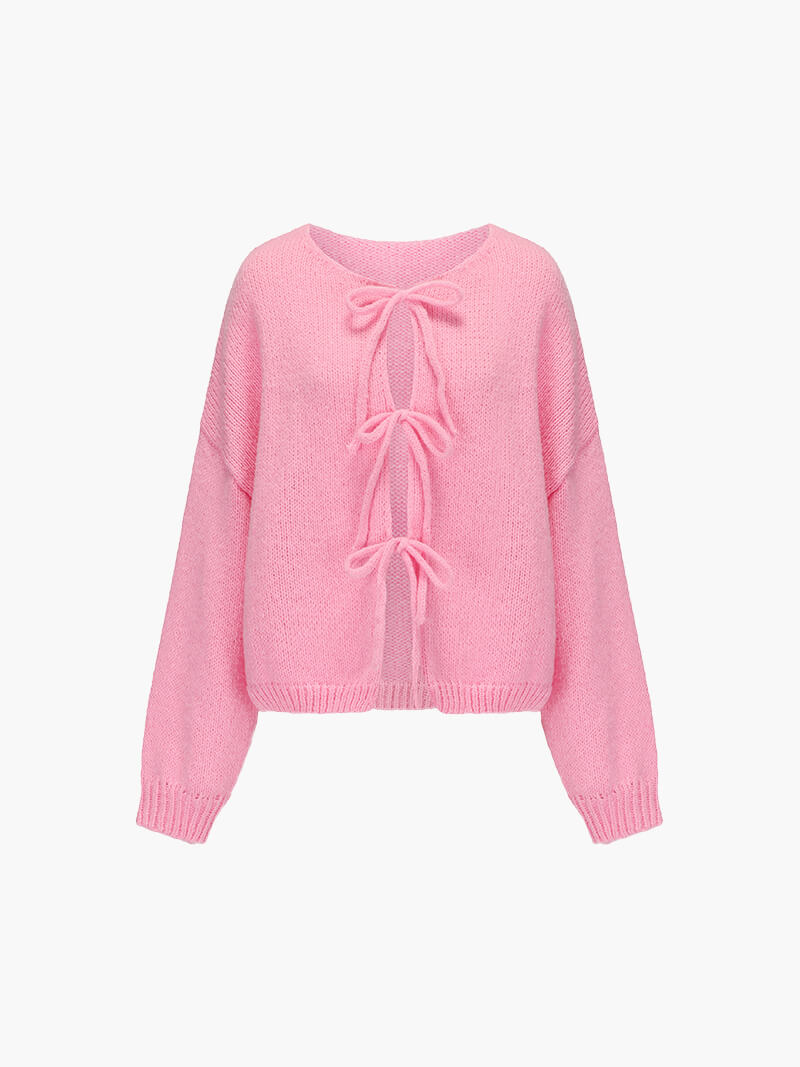 Fine Knit V-Neck Open Front Cardigan